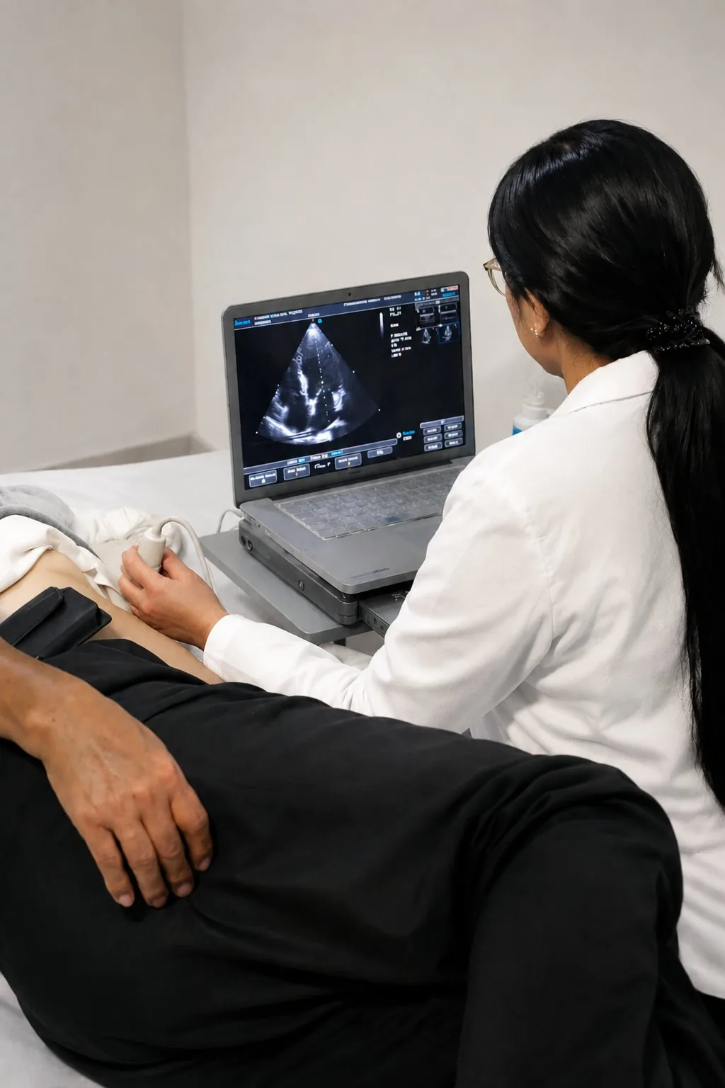 Ecocardiografía en Centro Médico Santa María Cusco — médico explicando resultados a paciente